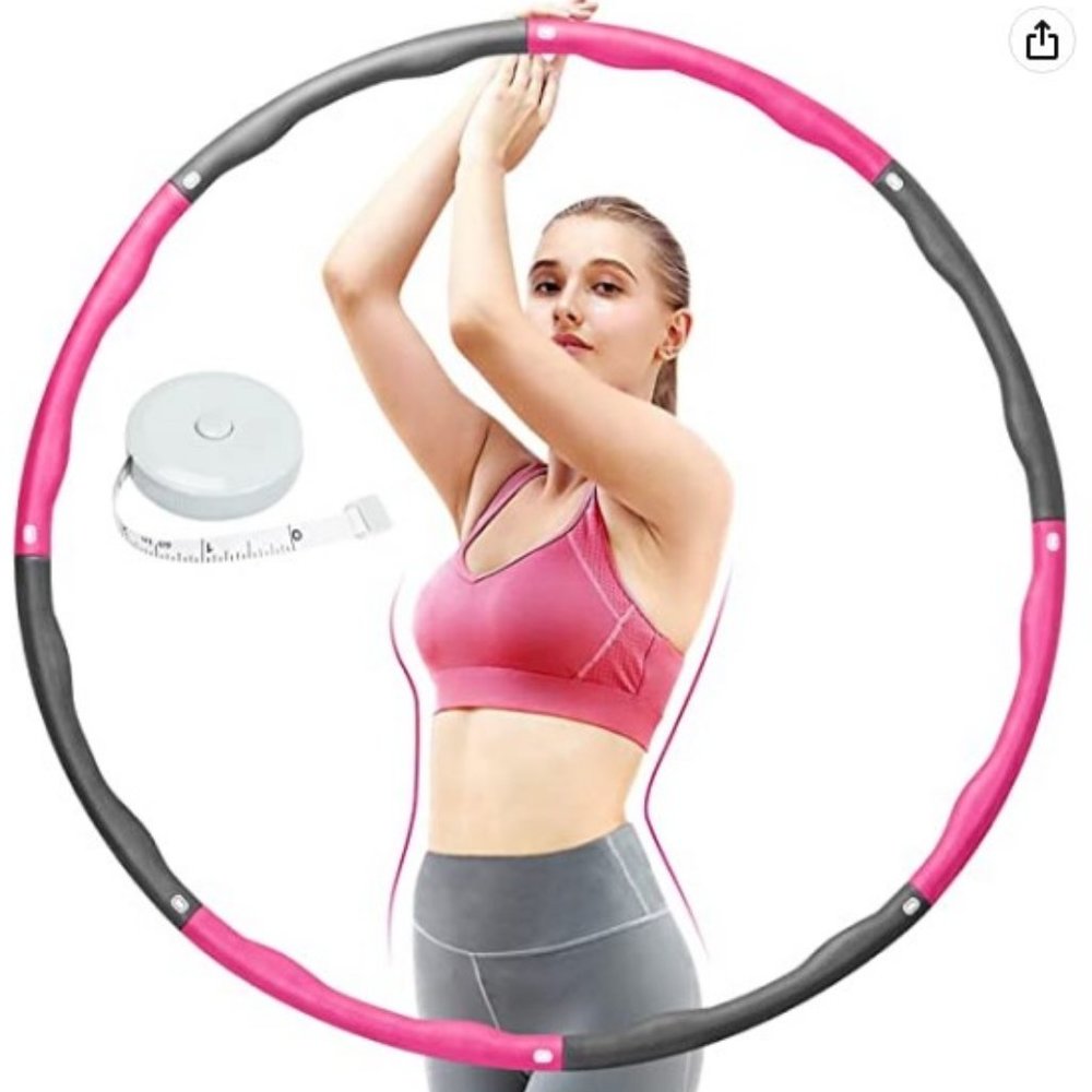 *NEW* Adjustable Weighted Fitness Hoop, Massage, Pink & Gray, 2lb